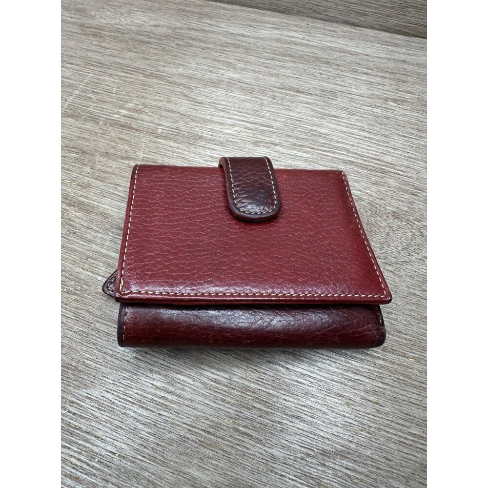 Vintage Tusk Gusseted Leather Wallet Clasp Rose Pink Red